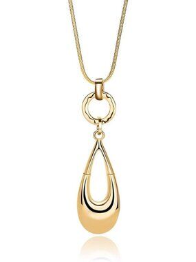 Long Necklaces for Women Waterdrop Pendant Layered Y Statement Bohemian Gold